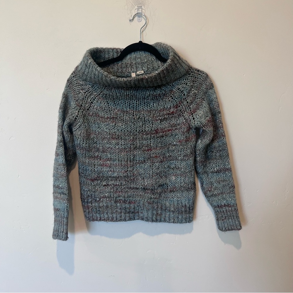Moth Alpaca Wool Silk Blend Cozy Gray Cowl Neck Sweater Size XS